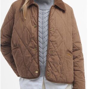 Barbour Tan Quilted Bomber Jacket